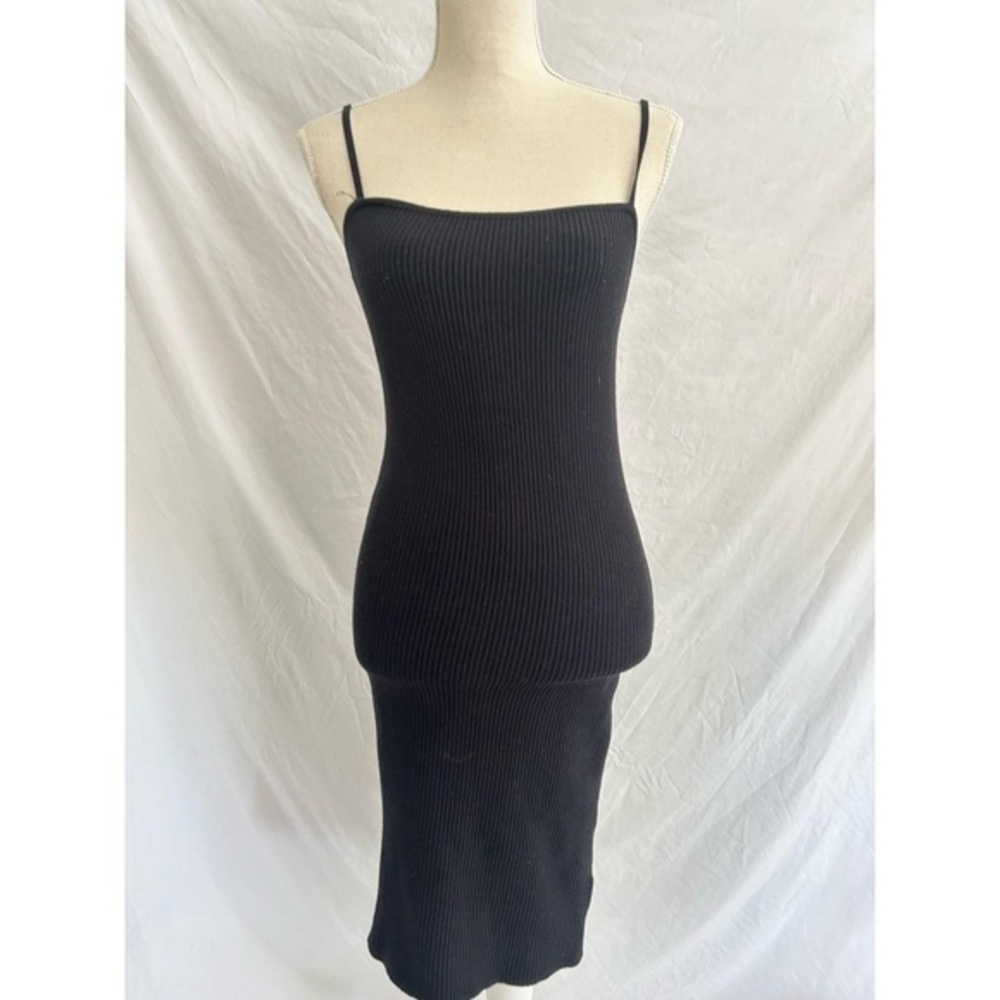 House‎ of Harlow Womens XS Black Ribbed Knit Bodycon Midi Adjustable Straps